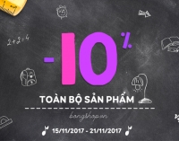 Giảm giá 10% toàn bộ sản phẩm mừng ngày 20-11-2017