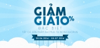 Giảm giá đặc biệt 10% toàn bộ các sản phẩm