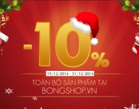 Giảm 10%toàn bộ sản phẩm dịp giáng sinh và năm mới 2015