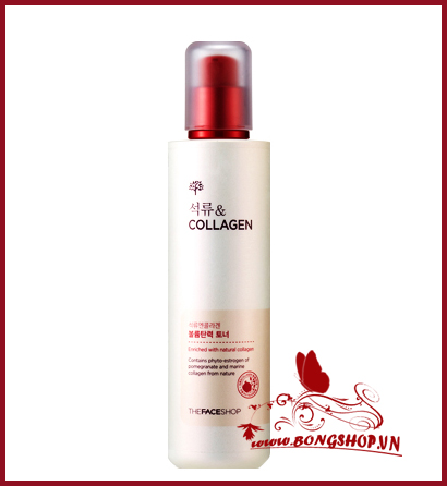 Pomegranate and collagen volume lifting toner  -Nước hoa hồng dưỡng trắng lựu collagen The Face Shop